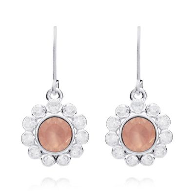 Multi flower silver and rose gold lever drop earrings